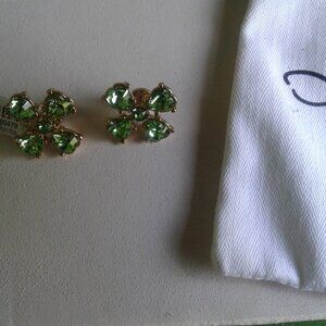 NEW!  Oscar de la Renta Small Green Clover Earrings